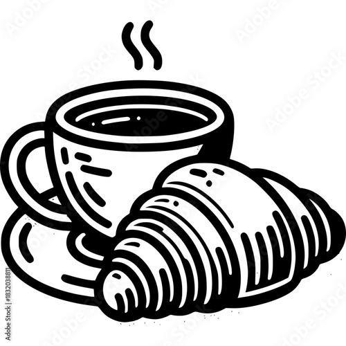 Cup of hot coffee with chocolate and coffee beans