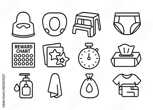 Vector Essential potty training tools and accessories for toddlers