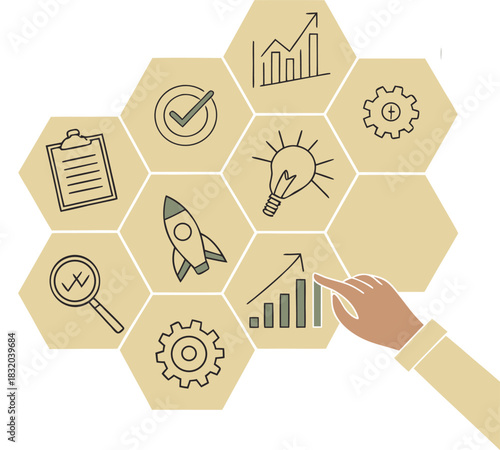 Top down flat lay hexagonal pattern design