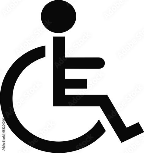 Wheelchair accessibility symbol icon, disability access vector, inclusive design graphic, mobility aid sign, ADA compliant illustration