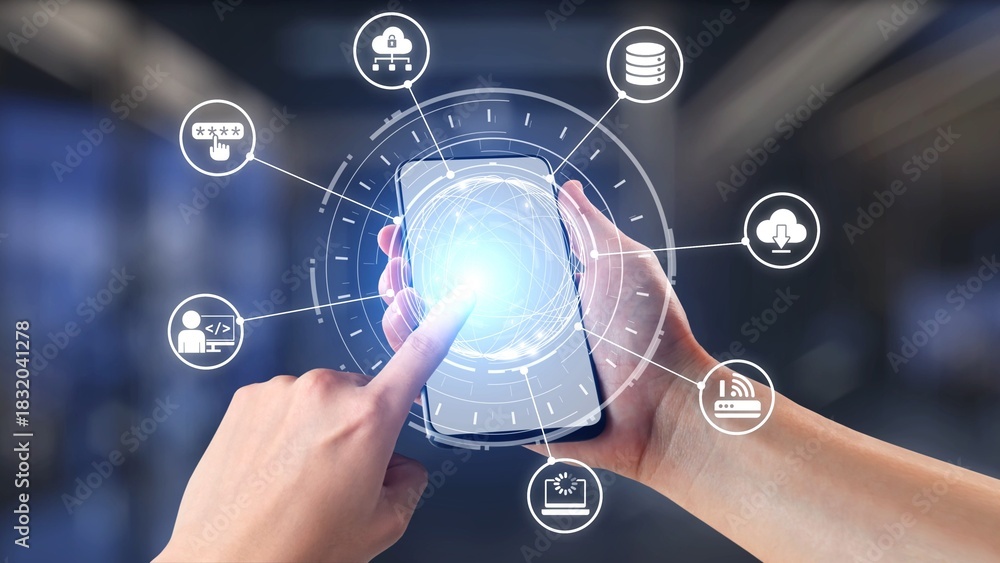 Obraz premium Cloud computing, cloud strategy, and cloud technology transforming digital infrastructure with scalable services, secure data storage, and cloud-based digital business solutions. Spire