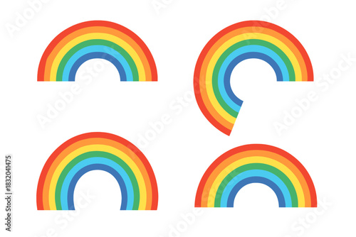 Colorful rainbows displayed in various shapes and styles for artistic inspiration and creative projects