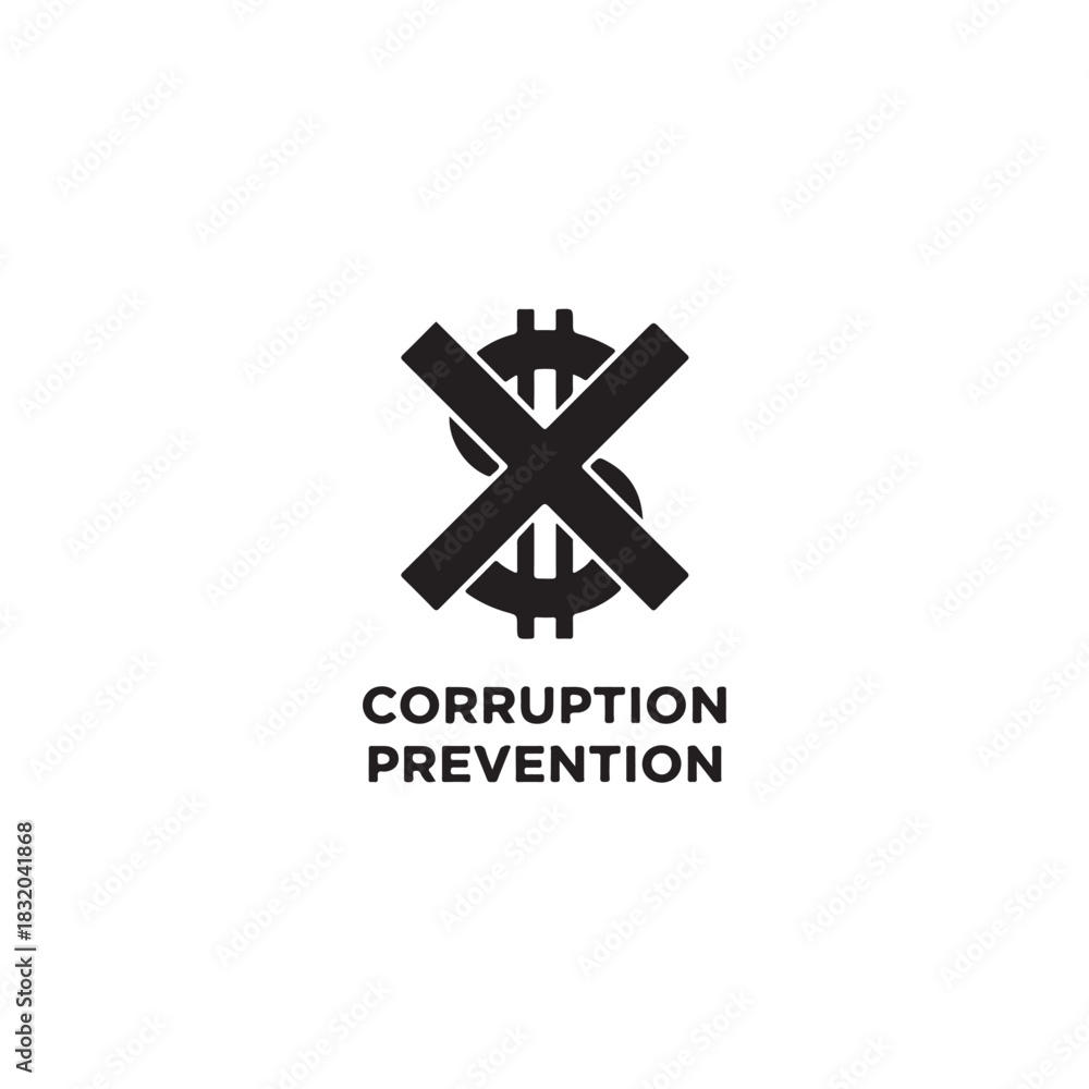 Fototapeta premium Corruption Prevention Icon Anti Corruption Symbol Financial Integrity Vector