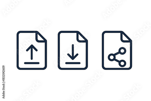 Understanding the functions of uploading, downloading, and sharing documents in a digital context