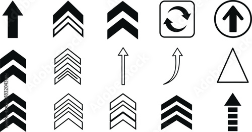 Hand drawn arrow collection pointing upwards in various styles