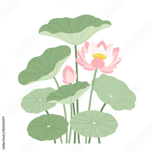 Serene water lily illustration evoking tranquility and nature's delicate beauty in pastel hues