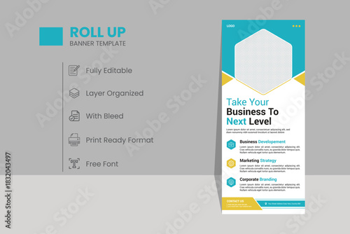 Business Roll up banner vertical template design