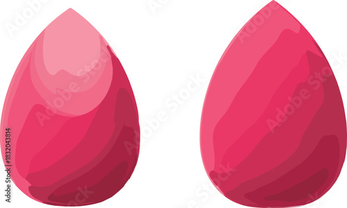 Two pink makeup sponges with gradient shading on white background beauty blender