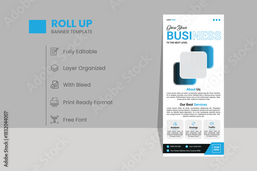 Business Marketing rollup banner design, corporate Business rollup banner Template Design
