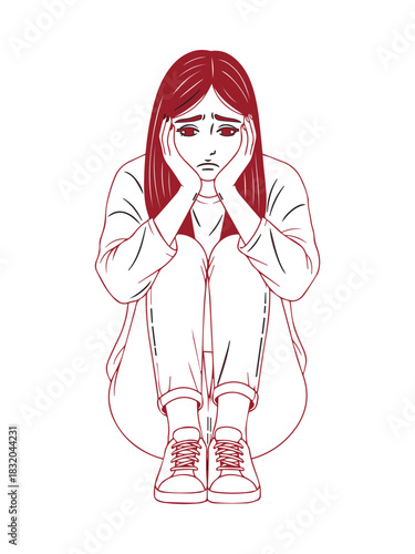 Sad Girl Sitting Alone