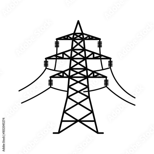 Electricity Pylon Power Line Transmission Tower Icon