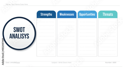 concept of SWOT analysis business strategy planning infographic template, with business opportunity table, Vector illustration