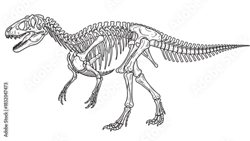 Allosaurus Dinosaur Skeleton Line Art