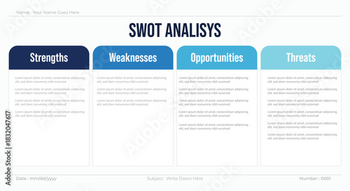 SWOT table business analysis strategy planning infographic template, success, goal, opportunity, Vector illustration