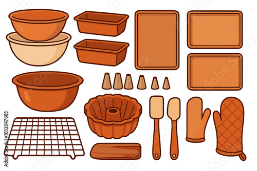 Wallpaper Mural Kitchen baking tools and utensils for preparing delicious desserts and pastries Torontodigital.ca