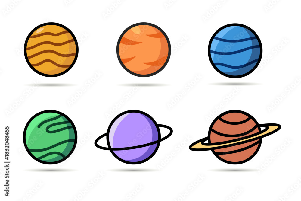 Fototapeta premium Planet Icon Set illustration