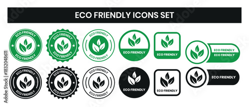 Set of eco friendly icons. Ecologic food stamps. Organic natural food labels. eco friendly logo, label, sign, badge, symbol, banner, line, flat vector, isolated illustration.