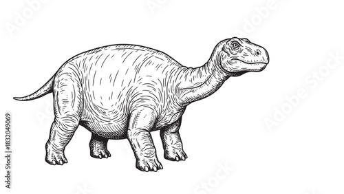 Lineal Hand-Drawn Dinosaur Sketch