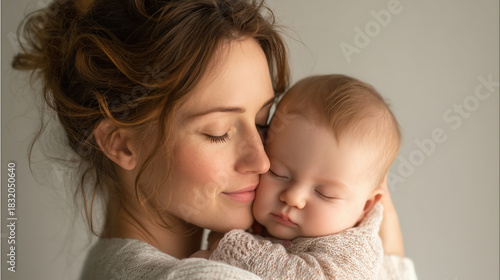 Uma mãe abraçando carinhosamente o seu bebê