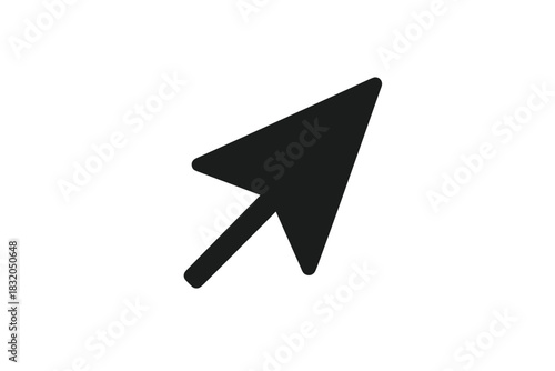Icon representing a computer mouse cursor in a minimalistic black design on a white background, commonly used in digital interfaces