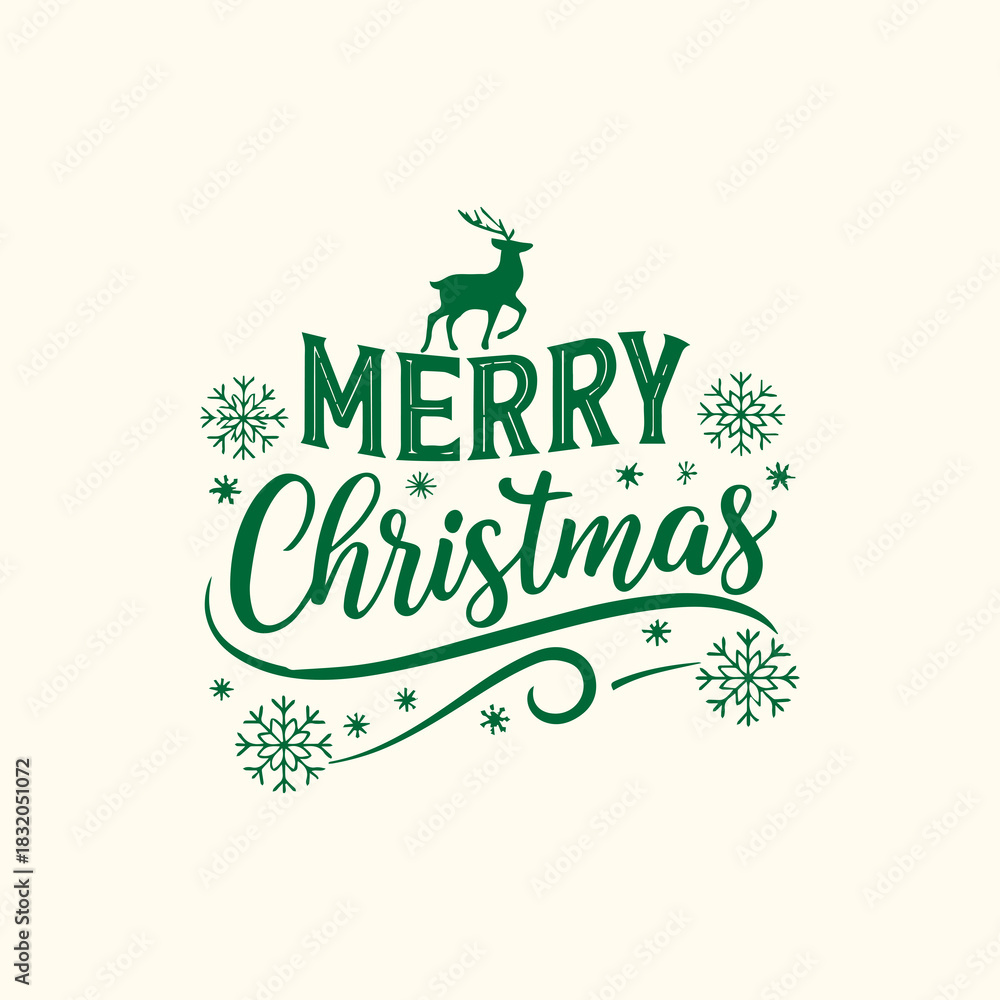 Naklejka premium Snowflake Christmas Typography