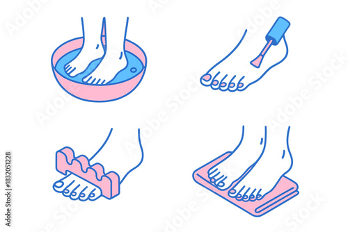 Foot care routine: soaking, painting toenails, and drying feet for a fresh and clean look