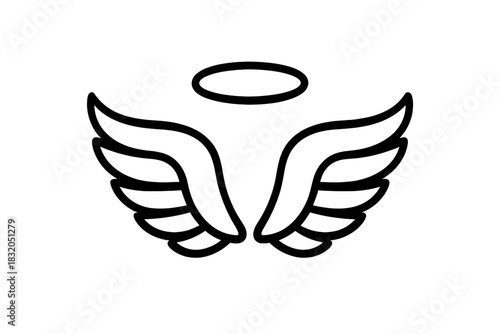 Winged angel symbol with halo, representing hope and protection in spiritual contexts
