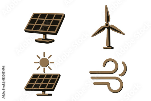 Renewable energy symbols of solar and wind power representing sustainable options for a greener future
