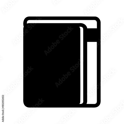 Simple Closed Book Icon Illustration-  Minimal black book symbol depicting a closed hardcover book, ideal for education, library, reading, or study-related search queries.
