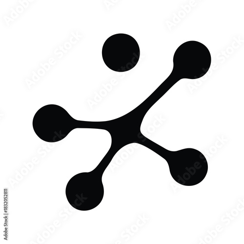 Abstract radial configuration featuring seven connected circles in black and white