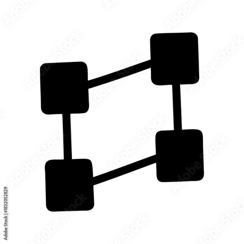 Abstract Black Network of Squares connected together in a visual representation
