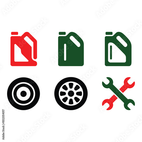 Automotive service icons for car maintenance and repair