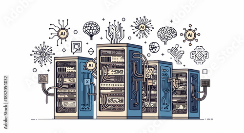 Artificial Intelligence Data Processing Servers Network Infrastructure.
