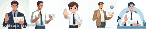 vector gesture of man refusing bribe envelope