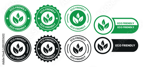 Set of eco friendly icons. Ecologic food stamps. Organic natural food labels. eco friendly logo, label, sign, badge, symbol, banner, line, flat vector, isolated illustration.