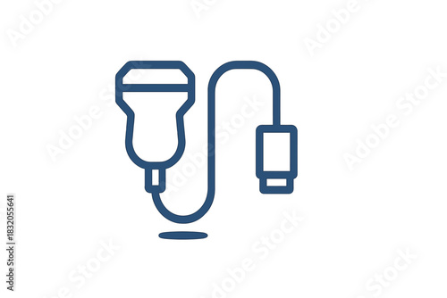 Illustration of a medical device with a curved tube and connector on a clean background for educational purposes