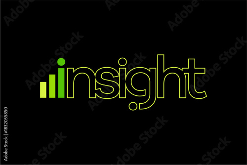 Insightful logo design with green and yellow color scheme on black background.