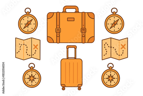 Exploring travel essentials with suitcases, maps, and compasses for adventure seekers