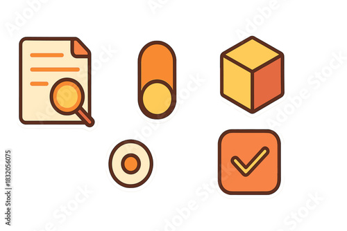 Unique icons representing different actions and concepts for a modern digital interface design