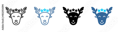reindeer icon set multiple style collection