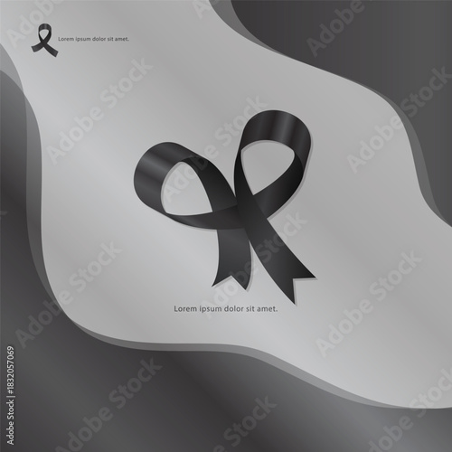 elegant black ribbon mourning symbol