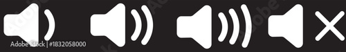speaker icon set. noise icons symbol. sound level. silent signs .Mute sound icon concept. graphic design, Volume icon set. Speaker icon set. volume icon vector. loudspeaker icon vector.