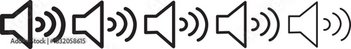 speaker icon set. noise icons symbol. sound level. silent signs .Mute sound icon concept. graphic design, Volume icon set. Speaker icon set. volume icon vector. loudspeaker icon vector.