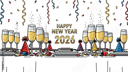 Festive celebration illustration for a Happy New Year 2026 occasion