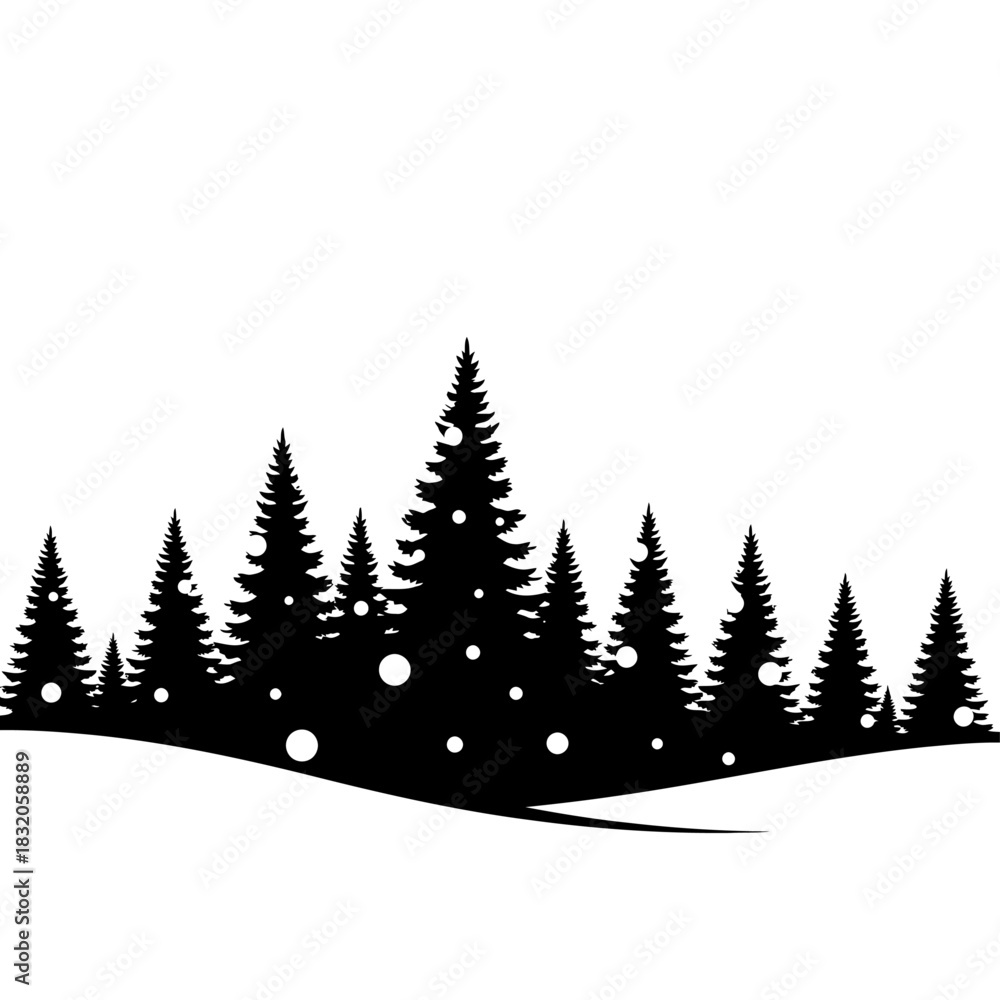 Obraz premium winter forest vector illustration