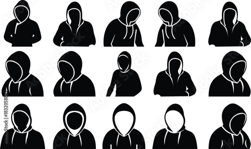 Hoodies Icon set represents casual fashion, comfort wear, and modern style in a clean, minimal, and professional design. This black symbol captures essence of winter clothing, and trendy urban wear.