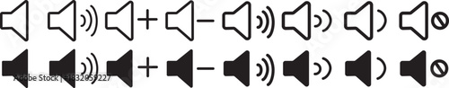 speaker icon set. noise icons symbol. sound level. silent signs .Mute sound icon concept. graphic design, Volume icon set. Speaker icon set. volume icon vector. loudspeaker icon vector.