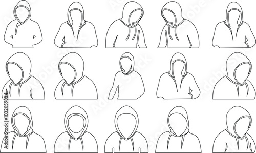 Hoodies Icon set represents casual fashion, comfort wear, and modern style in a clean, minimal, and professional design. This black symbol captures essence of winter clothing, and trendy urban wear.