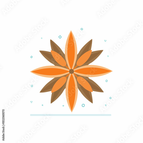 Flat Design Star Anise Spice Icon