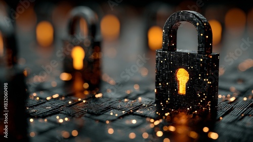 sharp contrast, tech protection aesthetic, modern cybersecurity concept. Generative AI